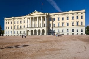 A view of the Royal Palace in Oslo, Norway.